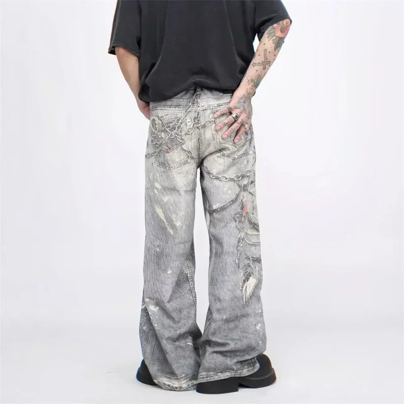 3D Chain Baggy Jean