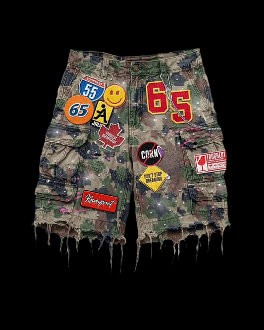 Retro Patchwork Denim Short